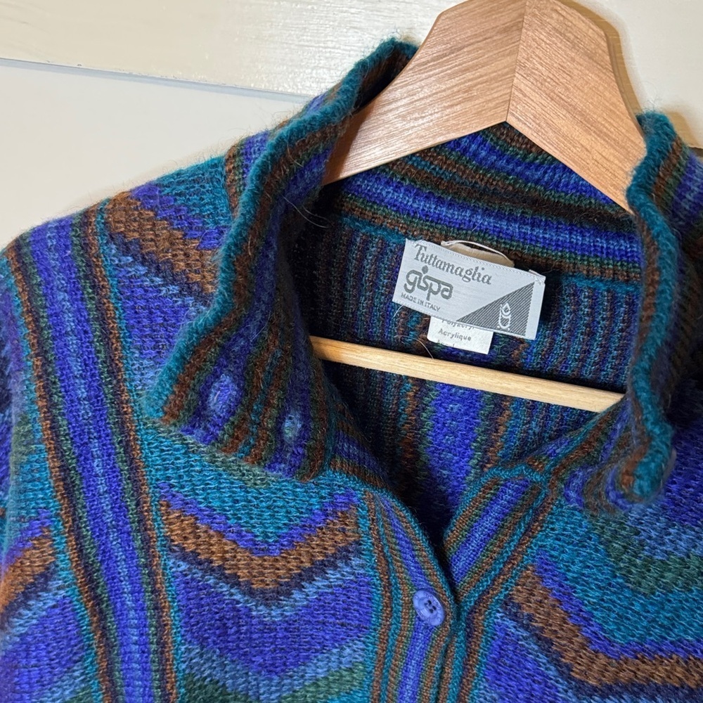 Italian Tuttamaglia Gispa Women’s Vintage Mohair Blend Button Up Cardigan Size M - Picture 3 of 6